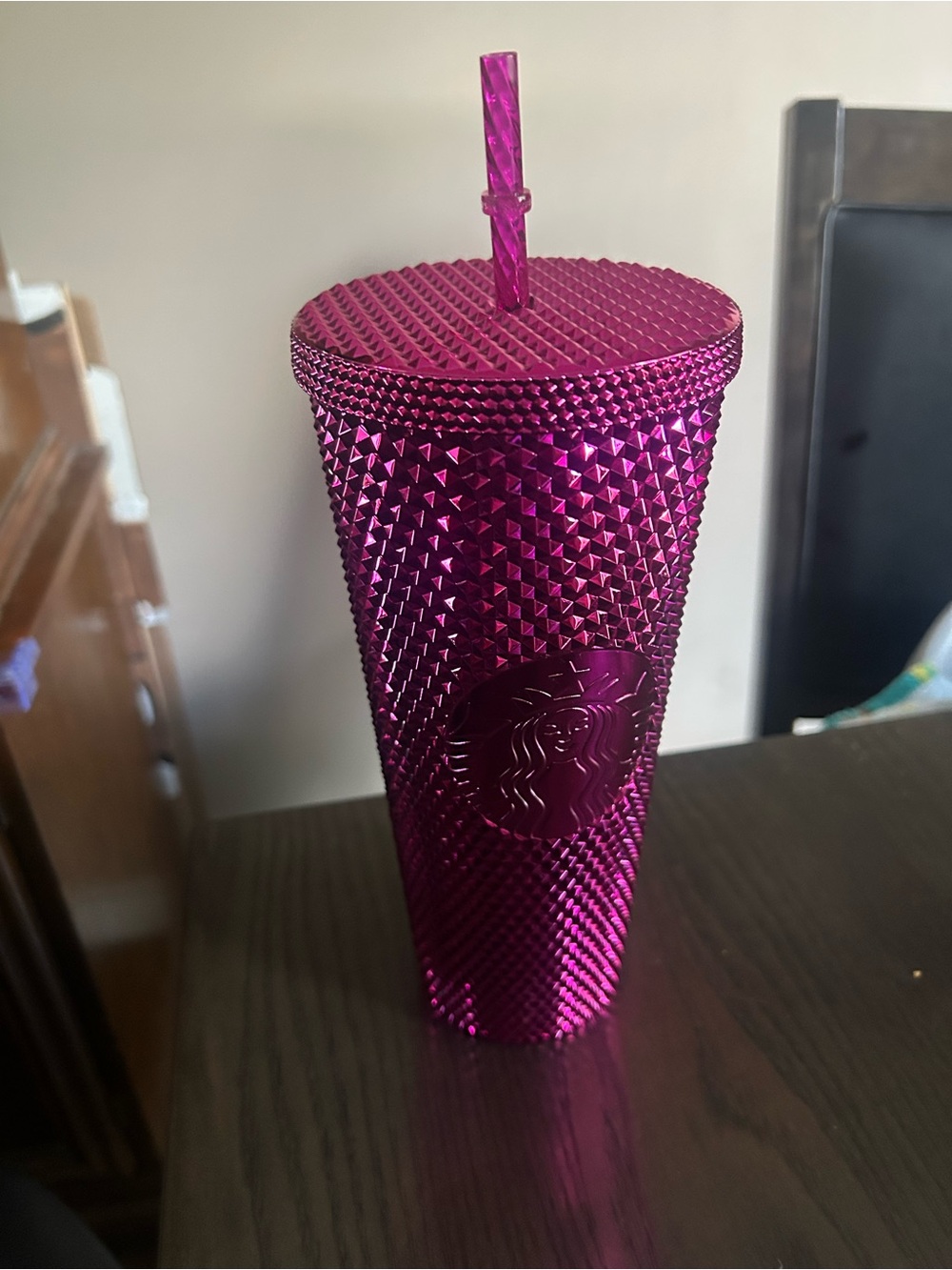 Starbucks Metallic Magenta Studded Tumbler with Straw